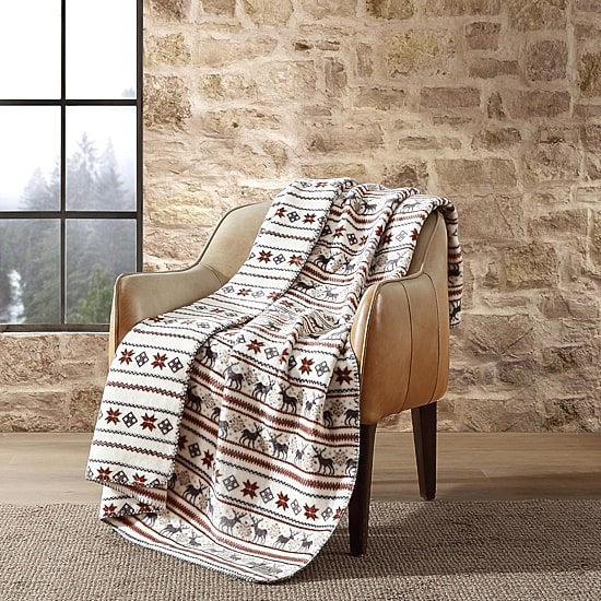 Eddie Bauer Deer Snowflake Washable Throw