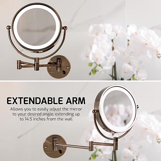 Ovente Wall Mounted 7X Magnification Makeup Mirror