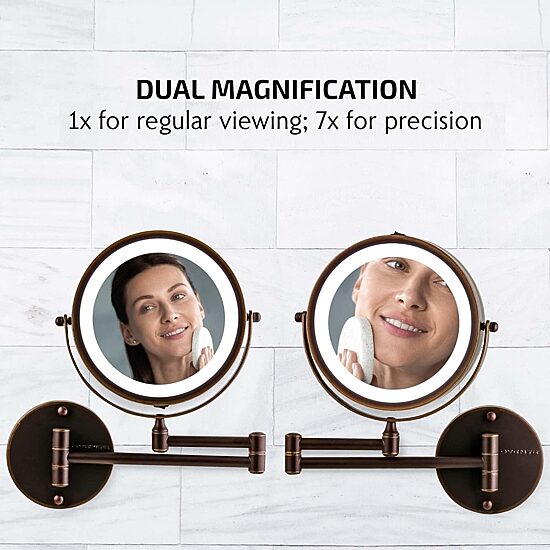 Ovente Wall Mounted 7X Magnification Makeup Mirror
