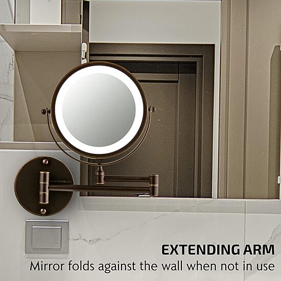 Ovente Wall Mounted 7X Magnification Makeup Mirror