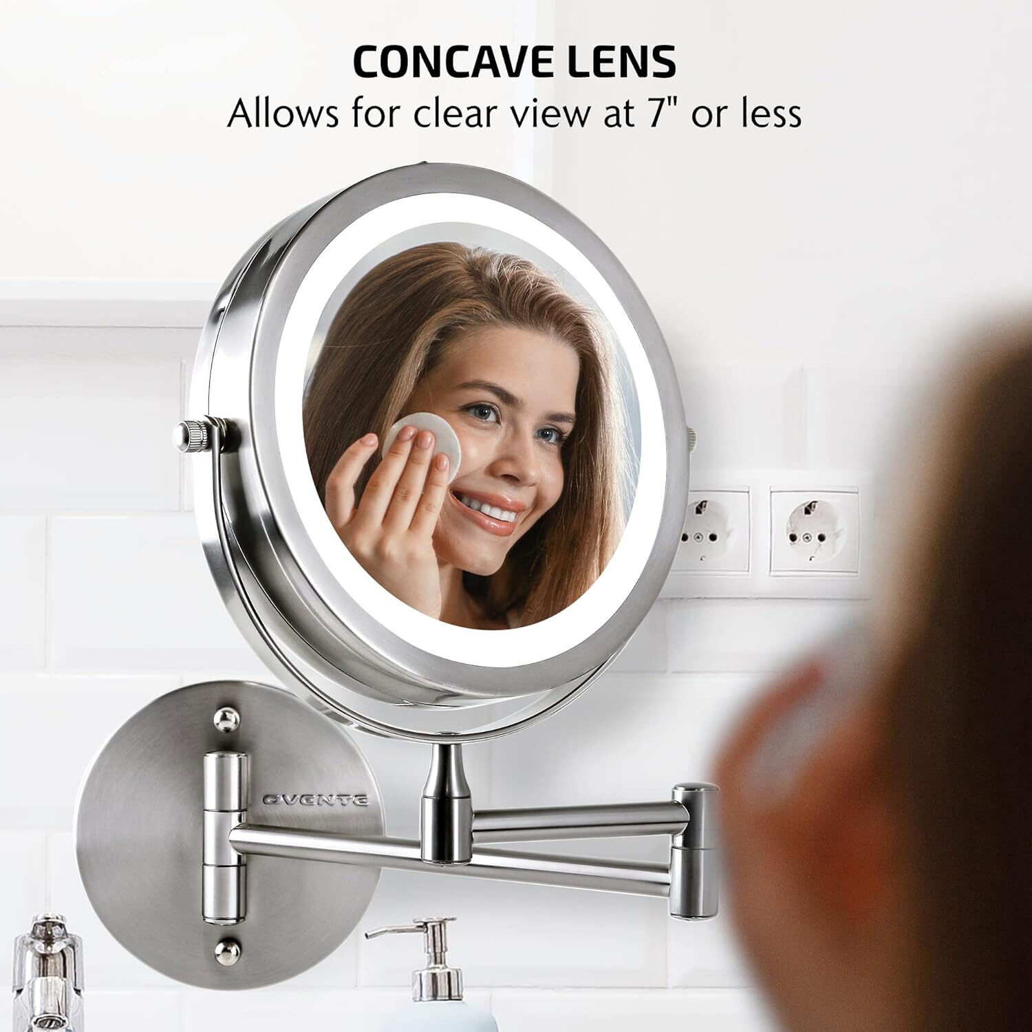 Ovente Wall Mounted 7X Magnification Makeup Mirror