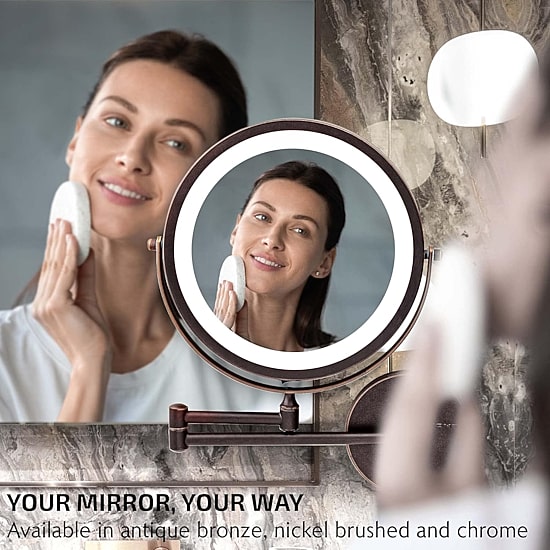 Ovente Wall Mounted 7X Magnification Makeup Mirror