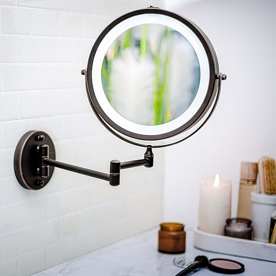 Ovente Wall Mounted 7X Magnification Makeup Mirror
