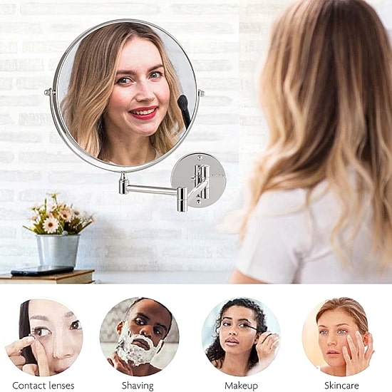 Ovente Wall Mounted 10X Magnification Makeup Mirror