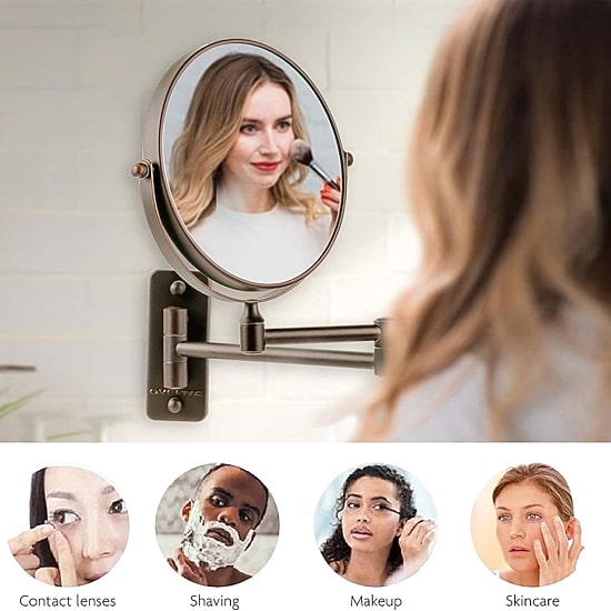 Ovente Wall Mounted 10X Magnification Makeup Mirror