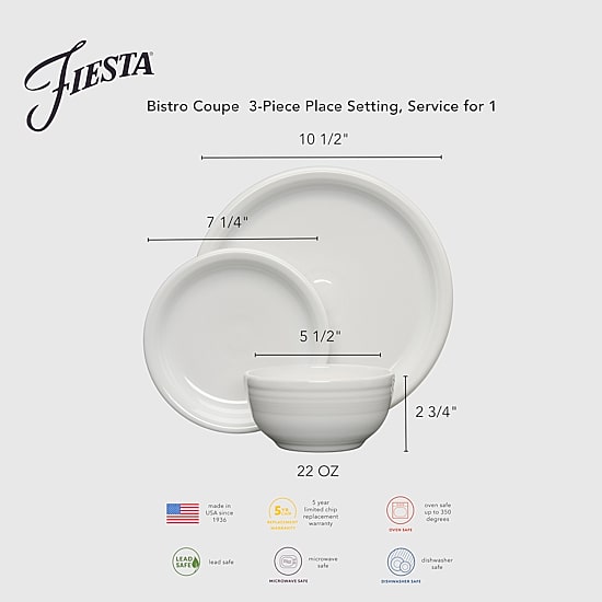 Fiesta Bistro Coupe 3-pc. Ceramic Place Setting