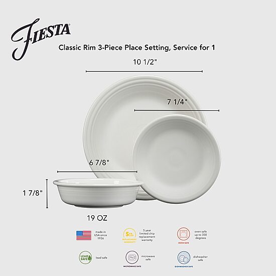 Fiesta Classic Rim 3-pc. Ceramic Place Setting