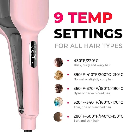 TYMO Rovy Compact Wave Curling Iron Pink