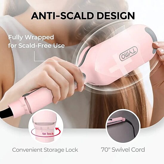 TYMO Rovy Compact Wave Curling Iron Pink