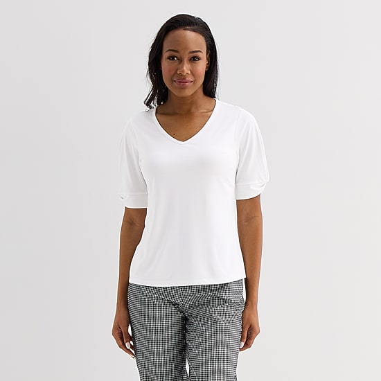Liz Claiborne Womens V Neck Short Sleeve Blouse