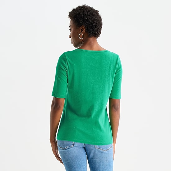 St. John's Bay Womens Boat Neck Elbow Sleeve T-Shirt