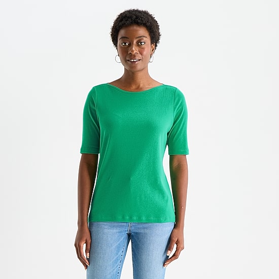 St. John's Bay Womens Boat Neck Elbow Sleeve T-Shirt