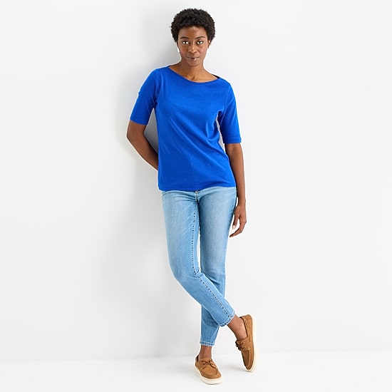 St. John's Bay Womens Boat Neck Elbow Sleeve T-Shirt