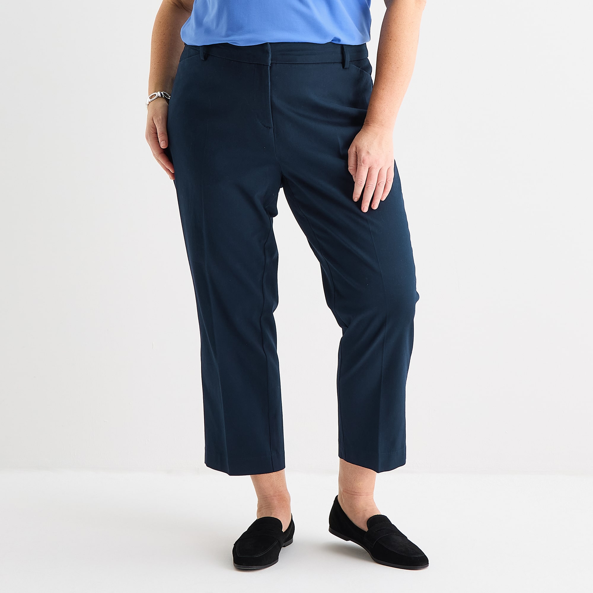 Liz Claiborne Emma Womens Plus Slim Mid Rise Flat Front Pant