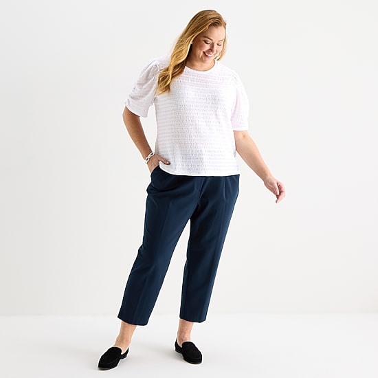 Liz Claiborne Womens Plus Crew Neck Short Sleeve Blouse