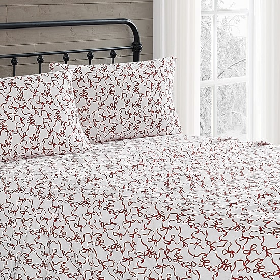 Truly Soft Ribbon And Bows Flannel Sheet Set
