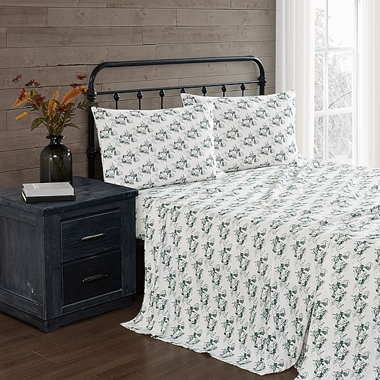 Truly Soft Festive Cottage Toile Flannel Sheet Set