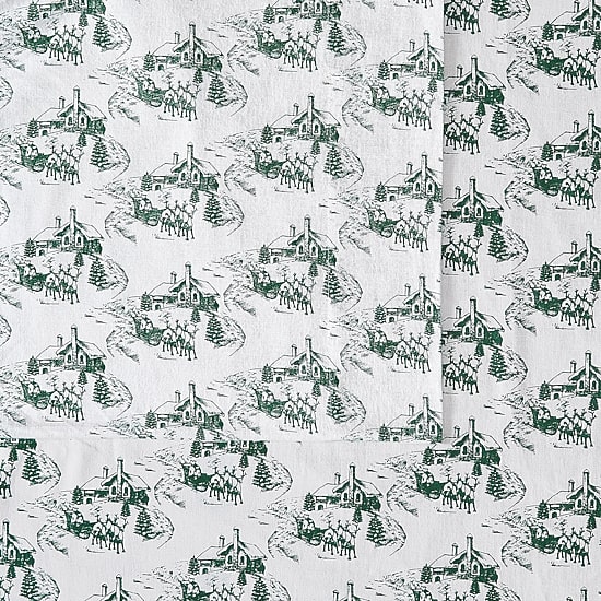 Truly Soft Festive Cottage Toile Flannel Sheet Set