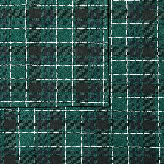 London Fog Green Plaid Flannel Sheet Set