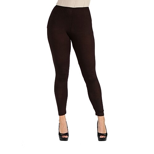 24seven Comfort Apparel Womens Mid Rise Full Length Leggings In Brown