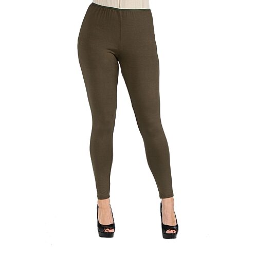 24seven Comfort Apparel Womens Mid Rise Full Length Leggings In Green