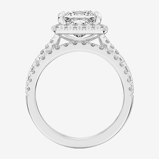 (G-H / Si1-Si2) Womens 1 5/8 CT. T.W. Lab Grown White Diamond 14K Gold Side Stone Halo Bridal Set