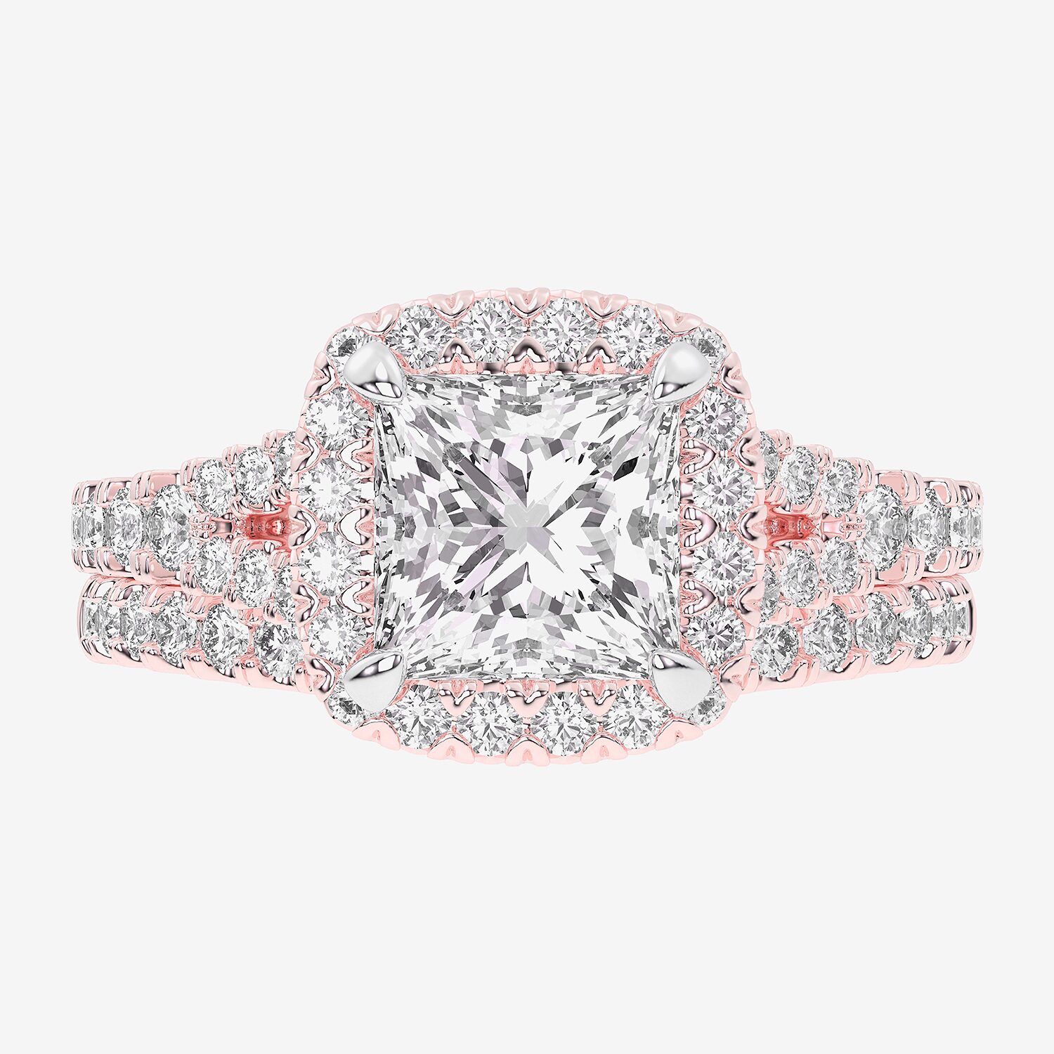 G-H / Si1-Si2) Womens CT. T.W. Lab Grown White Diamond 14K Gold Side Stone Halo Bridal Set