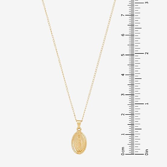 Miraculous Medal Girls 14K Gold Oval 13 Inch Pendant Necklace