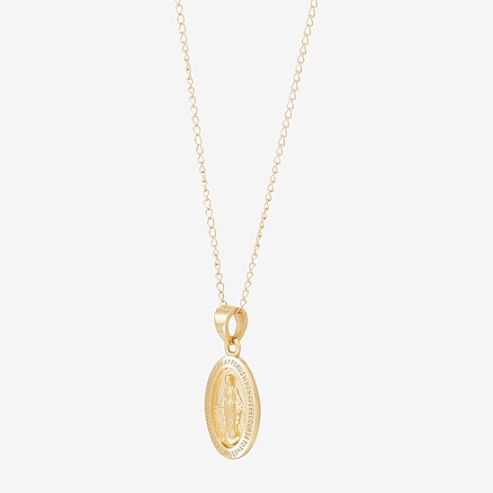 Miraculous Medal Girls 14K Gold Oval 13 Inch Pendant Necklace
