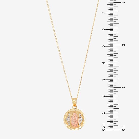 Our Lady Of Guadalupe / Nuestra Senora De Guadalupe Girls 14K Gold Round 13 Inch Pendant Necklace