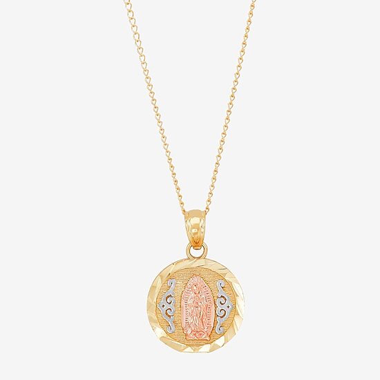 Our Lady Of Guadalupe / Nuestra Senora De Guadalupe Girls 14K Gold Round 13 Inch Pendant Necklace