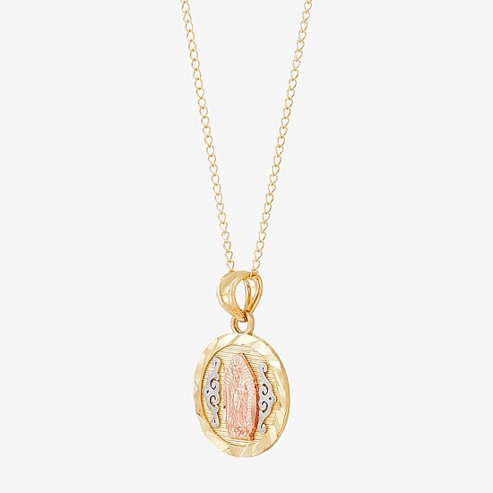 Our Lady Of Guadalupe / Nuestra Senora De Guadalupe Girls 14K Gold Round 13 Inch Pendant Necklace