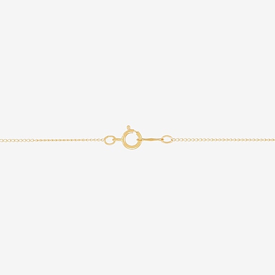 Girls White Diamond 14K Gold Cross 13 Inch Pendant Necklace