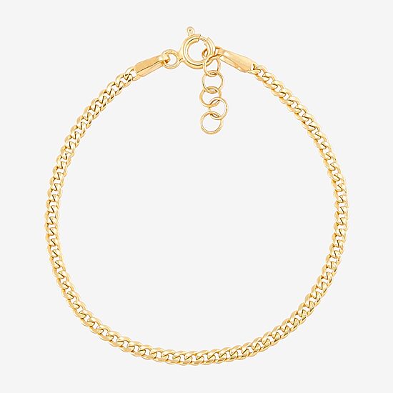 Made in Italy Girls 14K Gold 5 1/2 Inch Hollow Cuban Chain Bracelet