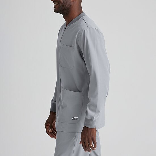 Skechers Sk0408 Structure 3-Pocket Crewneck Warm-Up Mens Big and Tall Tag Free Stretch Fabric Moisture Wicking Scrub Jackets