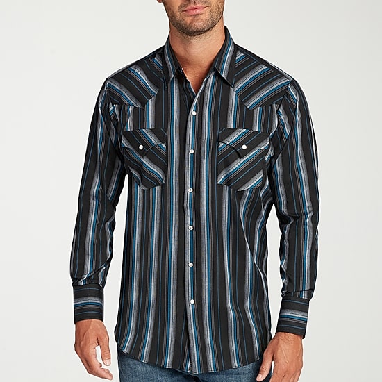 Ely Cattleman Stripe Mens Long Sleeve Western Shirt