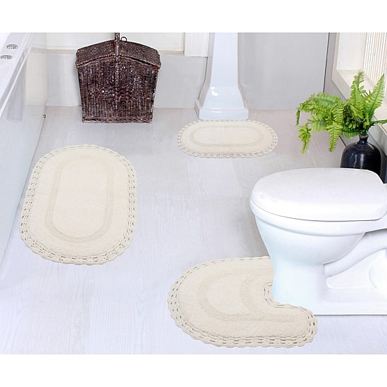 Home Weavers Inc Hampton Crochet 3-pc. REVERSIBLE Bath Rug Set