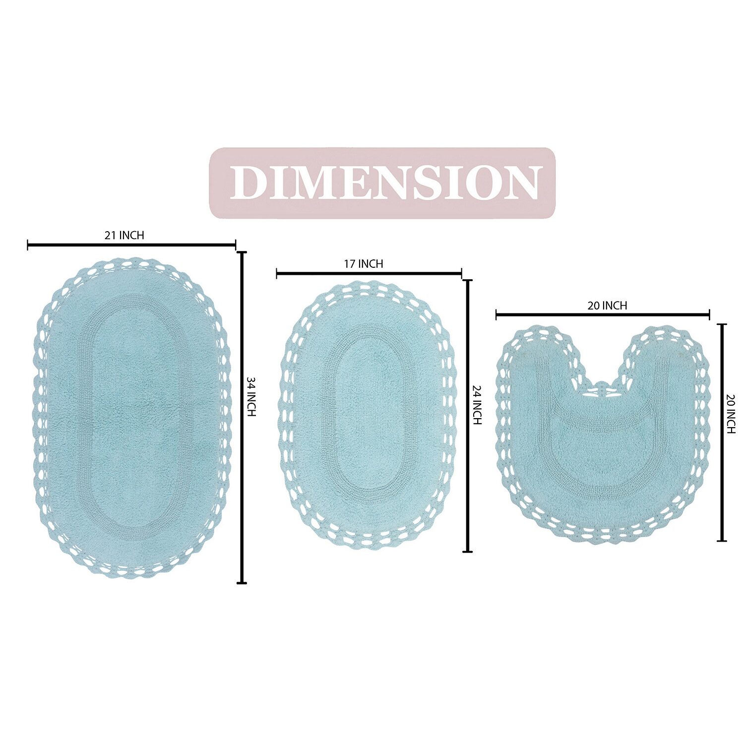 Home Weavers Inc Hampton Crochet 3-pc. REVERSIBLE Bath Rug Set