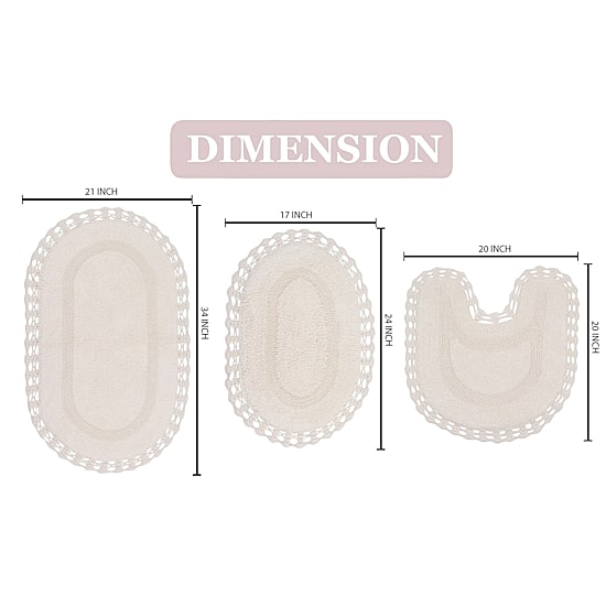 Home Weavers Inc Hampton Crochet 3-pc. REVERSIBLE Bath Rug Set