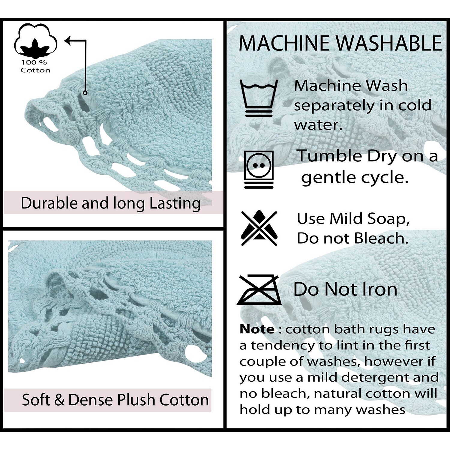 Home Weavers Inc Hampton Crochet 3-pc. REVERSIBLE Bath Rug Set