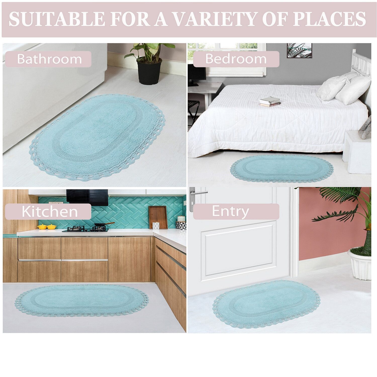 Home Weavers Inc Hampton Crochet 3-pc. REVERSIBLE Bath Rug Set