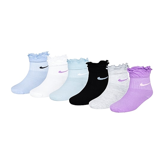 Nike Little Girls Multi-Pack 6 Pair Quarter Ankle Socks