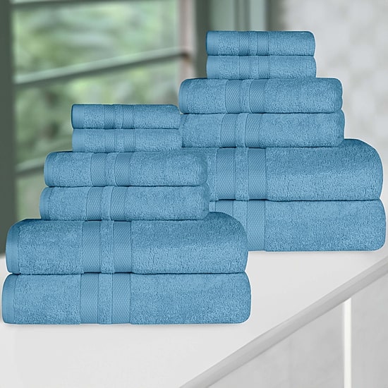 SUPERIOR® Ultra Collection | 100% Cotton 12-pc. Quick Dry Solid Bath Towel Set