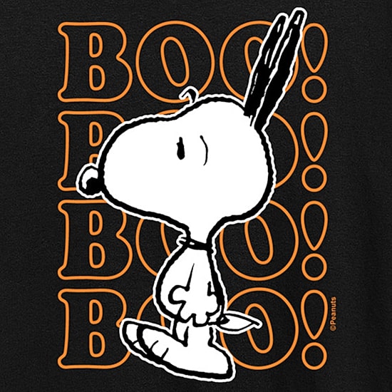 Snoopy Boo Halloween Womens Crew Neck Short Sleeve Regular Fit Snoopy Graphic T-Shirt