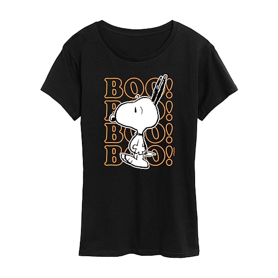 Snoopy Boo Halloween Womens Crew Neck Short Sleeve Regular Fit Snoopy Graphic T-Shirt