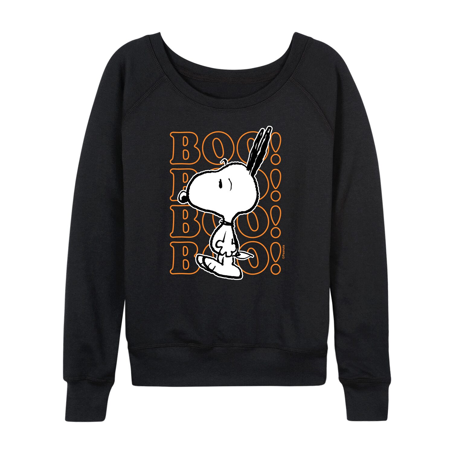 Snoopy Boo Halloween Womens Round Neck Long Sleeve Regular Fit Graphic T-Shirt