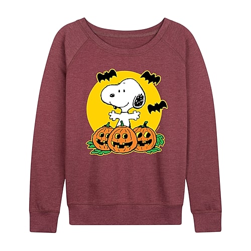 Snoopy Jackolantern Womens Round Neck Long Sleeve Regular Fit Snoopy Graphic T-Shirt, Xx-large, Red