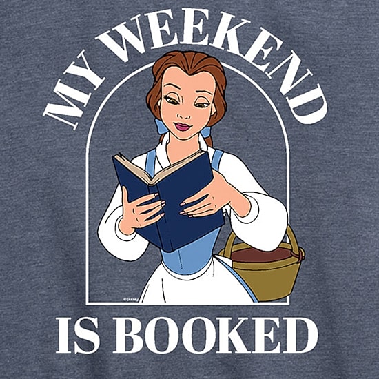 My Weekend Booked Womens Crew Neck Short Sleeve Regular Fit Belle Graphic T-Shirt