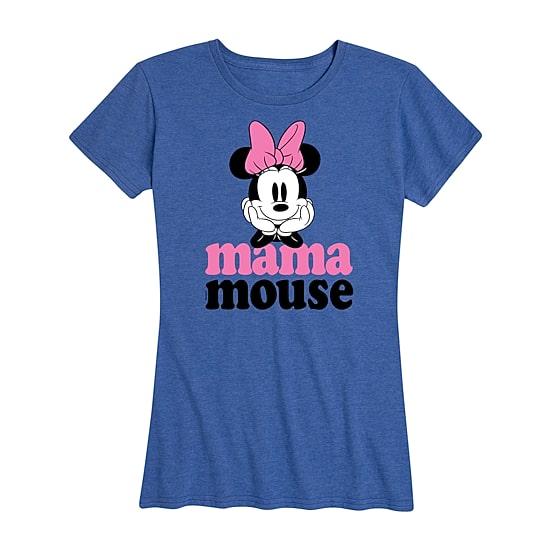 Mom Mouse Womens Crew Neck Short Sleeve Regular Fit Mickey Mouse Graphic T-Shirt