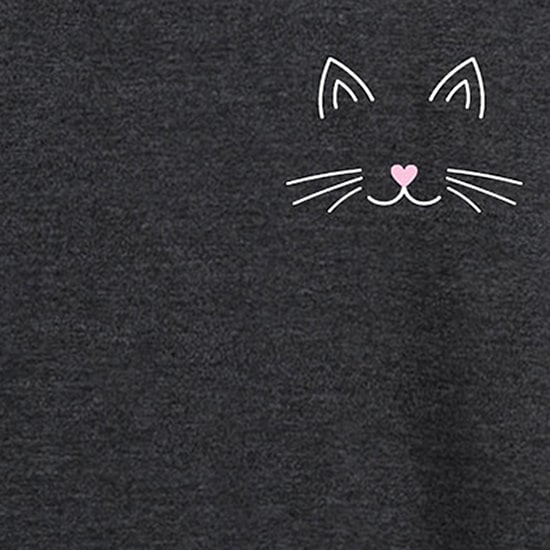 Cat Face Womens Round Neck Long Sleeve Regular Fit Graphic T-Shirt